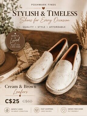 Stylish Cream and Brown Loafers